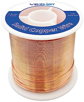 99.9% Solid Bare Copper Wire(18 Gauge(1.0MM), 213Ft), Dead Soft 1 Pound Spool Pure Copper Wire for Crafts, Jewelry Making, Electroculture Gardening