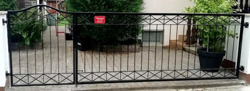 Metall Eisen Gartentor Hoftor mit Tor Pforte Crossline-GFT300/100RBS Feuer Verzinkt Modern 300 cm 3m Doppelflügeltor