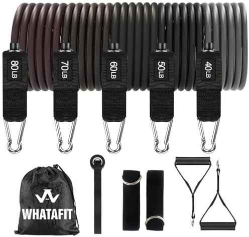 WHATAFIT Widerstandsbänder, Übungsbänder, Widerstandsbänder für Training, Workout-Bänder mit Griffen für Männer und Frauen, Fitness, Krafttraining, Heim-Fitnessgerät