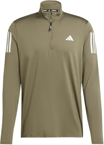adidas Men's Own the Run Half-Zip Jacket, olive strata, XL