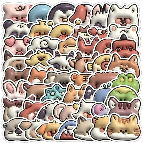 ZELAITE 3D Tier Aufkleber Set, 50 Stück 3D Tier Aufkleber, Tier Sticker für Laptop, Skateboard, Computer (I)