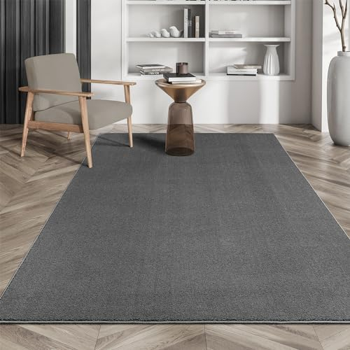 the carpet Suez Luxuriöser, weicher Wohnzimmer Teppich mit Leichter Pflege und Anti-Rutsch Rücken, Anthrazit, 120 x 160 cm