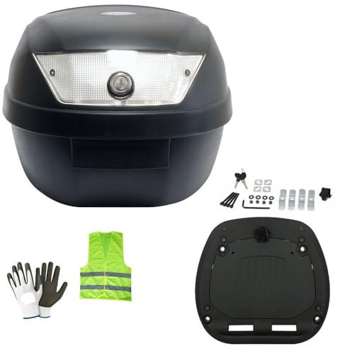 Compatible con 1800 SOFTAIL Convertible BAÚL SIFAM DE Polipropileno DE 28 litros Completo con Placa + Kit DE Montaje para Moto Scooter PORTAEQUIPAJE para 2 Cascos Negro Mate