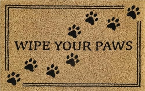 Natural Coir 60cm x 40cm heavy duty doormats with rubber base with humorous message (wipe your paws)