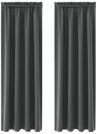 NAKIHOUSE Grey Blackout Curtains, Thermal Curtain 63 Inch Drop for Door Doorway Window Living Room Bedroom, 2 Panel