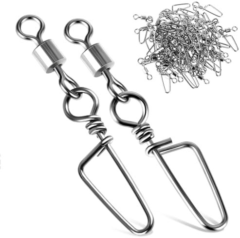 Amaxiu Angeln Snap Wirbel, 25 Stück hochfeste Wirbel Angelgerät rollendes Fass Wirbel Snaps Edelstahl korrosionsbeständiger Anschluss für Salzwasser und Süßwasser(L-44lb/20kg)