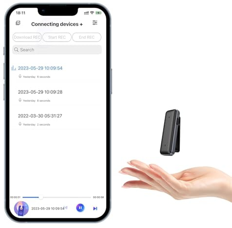 Voice Recorder, 64GB Small Digital Voice Recorder with clip, Rechargeable Dictaphone with 768 Hours Recording Capacity, Audio Recorder with Playback, HD Recording for Lectures Meetings Interviews