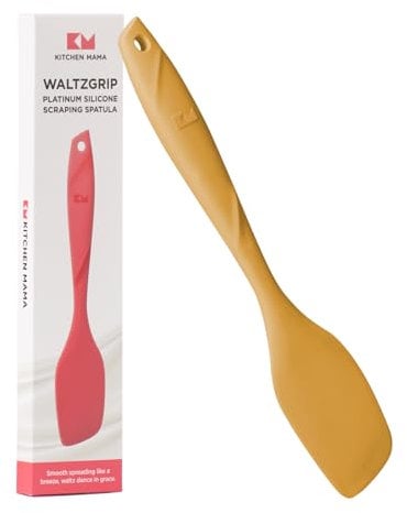 Kitchen Mama Silicone Spatula: Platinum Heat-Resistant Silicone for Cooking & Flipping, Flexible & Beveled Edge, One Piece for Scraping & Mixing, Baking, Dishwasher-Safe (Yellow)