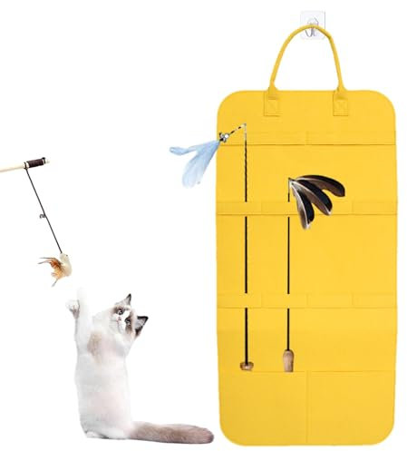 Kuxiptin Cat Wand Toy Storage Bag, Cat Teaser Storage - Cat Teaser Wand Holder for Wall | Pet Toy Storage Bag, Wall Storage Bag