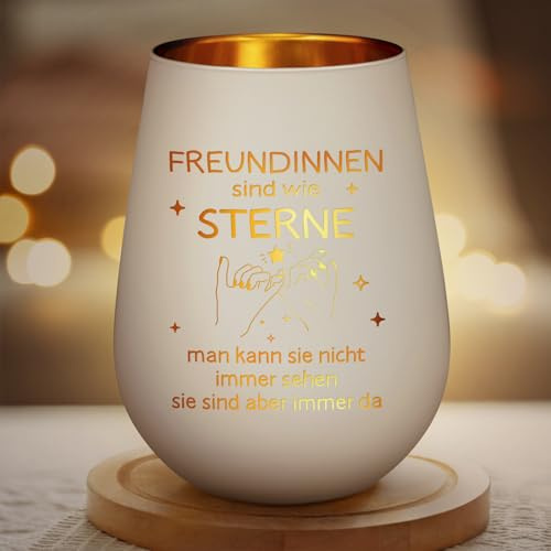 Teelichthalter Geschenke für Freundin - Teelichthalter mit Gravur für Beste Freundin und Freundinnen zum Geburtstag