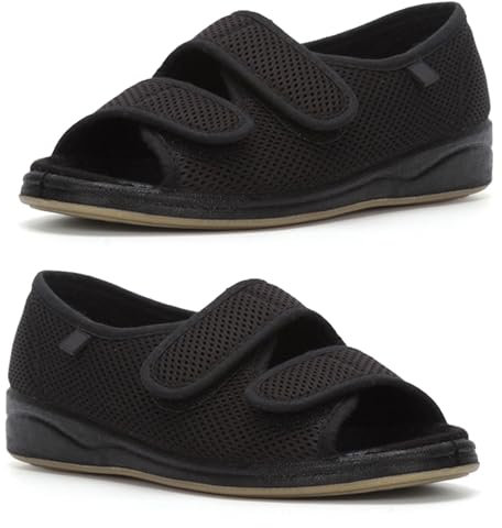 Pantoufles Diabétiques Extra Larges pour Femmes pour l'Arthrite des Pieds Chaussures d'Été Respirantes Antidérapantes Pantoufles Ajustables, Sandales pour Bout Ouvert de Rééducation