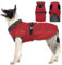 Katzinst Hundemantel, Hunde Wintermantel mit Reflektierenden Streifen, wasserdichte Hundemantel für Mittelgroße und Große Hunde, Warmer Mantel für Labrador Dobermann,Rot,2XL