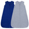 FIEMOL Schlafsack Baby 0-6 Monate 1.5 Tog, Neugeborene Schlafsack Herbst mit Plüsch Punkte, Weiche Winter Schlummersack Baumwolle, Baby Tragedecke Blau & Grau 2er Pack 67cm