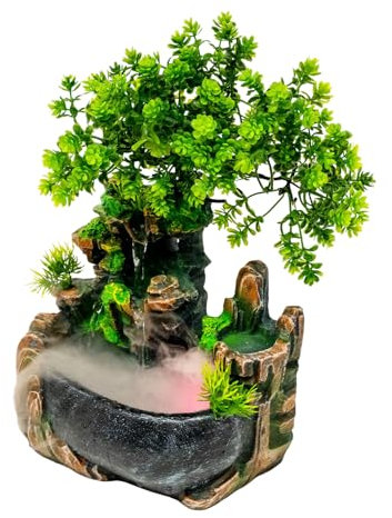 Zimmerbrunnen Wasserfall - farbiges LED-Licht, Zen Meditation, 28cm hoch