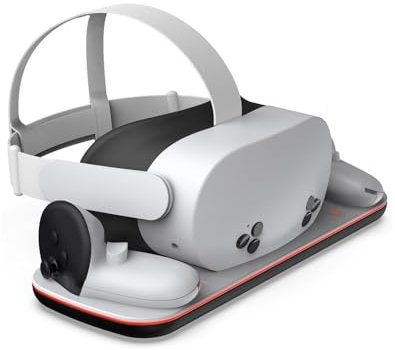 Charging Dock for Meta Quest 3S, Magnetic Charging Station for Quest 3S VR,fast charging for Headset&Controllers, with 2 Rechargeable Batteries.