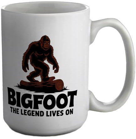 Shopagift Bigfoot The Legend Lives On Mug Abdominal Snowman Yeti Sasquatch White 15oz Large Ceramic Cup