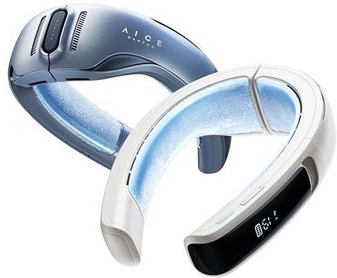 RANVOO AICE LITE Plus 2025 Máximo Flujo de Aire Frío [N.º1 Más Fresco y Duradero] Aire Acondicionado de Cuello, Ventilador Recargable de 6.000 mAh, Sopla Aire Frío, Regalo para Mamá, Azul
