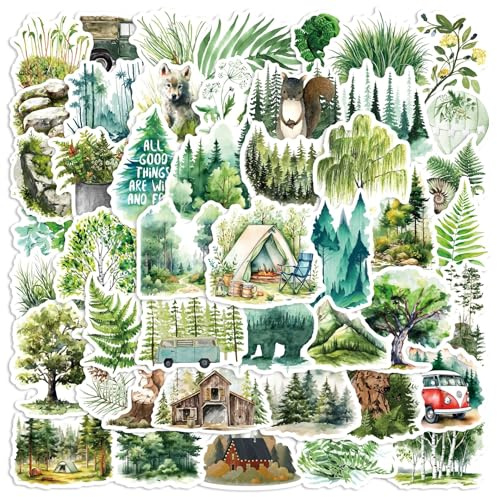 50 Pcs Wild Forest Stickers for Girls Boys Children Teens,Forest Stickers for Laptop Water Bottles,Bicycle,Skateboard,Computer,Waterproof Vinyl for Wall,Graffiti Stickers