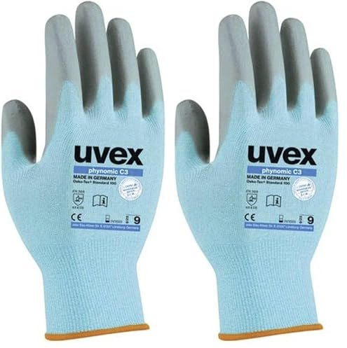 uvex Schnittschutzhandschuhe phynomic C3 60080, Schutzhandschuh für Lebensmittelbereich, sehr reißfest, Größe:6 (Packung mit 2)