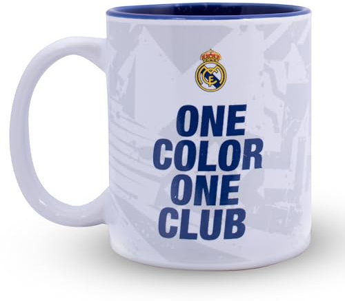 Hy-Pro Officially Licensed Real Madrid CF Mug - 11oz, Ceramic, Dishwasher Safe, Microwave Safe Cup for Hot Drinks, Tea & Coffee, Real Madrid Merchandise, Football Gift Idea For Kids & Adults