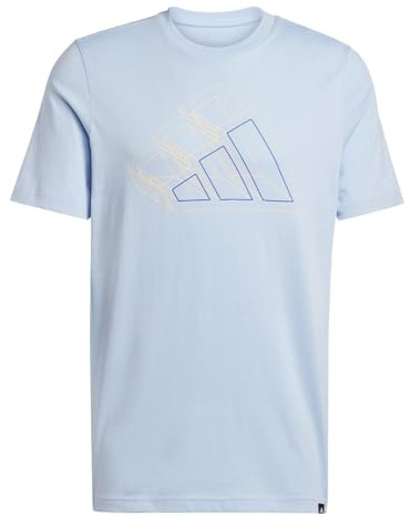 adidas Mens Graphic Logo T-Shirt Glow Blue Fill XL