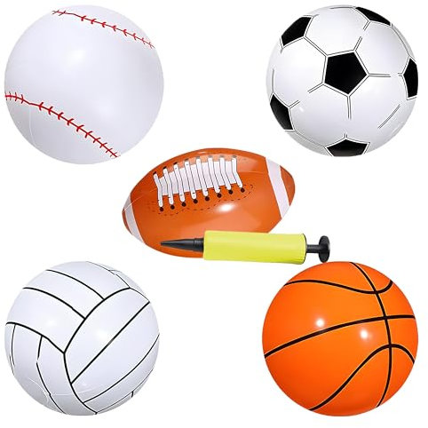 Dallon Piscine Gonflable, dellyy Ballon de Plage Gonflable, Ensemble de 6 Pièces(5 Balles et 1 Pompe), Ballon Piscine Gonflable pour Jeux de Plage de Volley