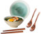 Ceraozmus 2X Ramen Bowl Ceramic - 1200ml - 20 cm - with Spoon and Chopsticks for Ramen Soup Pho Udon Asian Noodles, Large Noodle Bowls (White Glaze 2 Set)