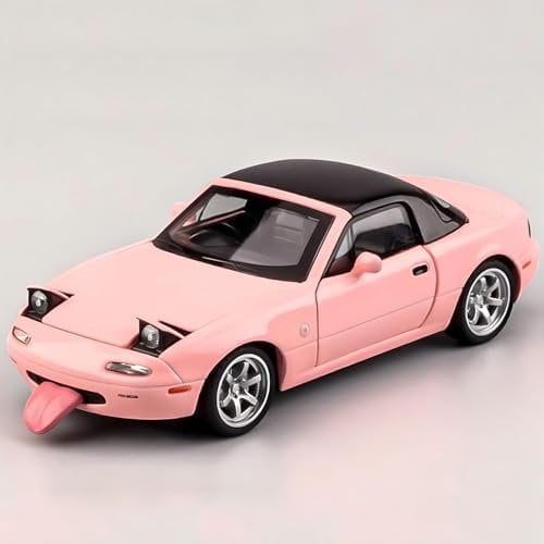MODVKVK Mazda MX-5 Miata 1:32 Modellauto, Spielzeugauto mit Licht & Musik, Abnehmbares Verdeck, Zurückziehfunktion, Legierungsdruckguss, Ideal für Kinder ab 3 Jahren & Sammlermodellauto (Rosa)