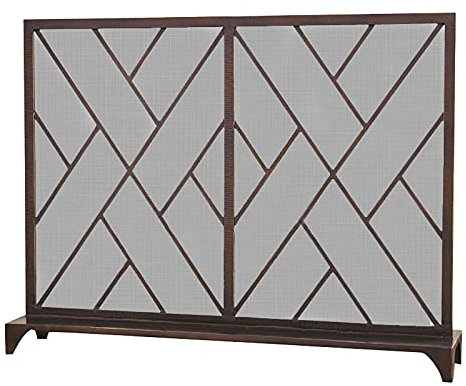 SRFTT Fireplace Screen Guard, Fireplace Screen Rustic Worn Finish Mesh Fireplace Screen Fire Place Doors Wrought Iron Fire Place Gate Screens Indoor Flat Gu