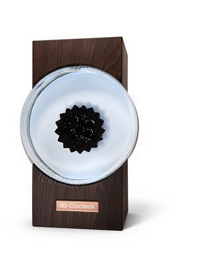 Lonyiabbi Ferrofluid Visualizer Lampe – Klangreaktive magnetische Flüssigkeitskunst, Walnussholz-Optik, wiederaufladbarer Schreibtischschmuck (Kein Lautsprecher, geräuschlos)