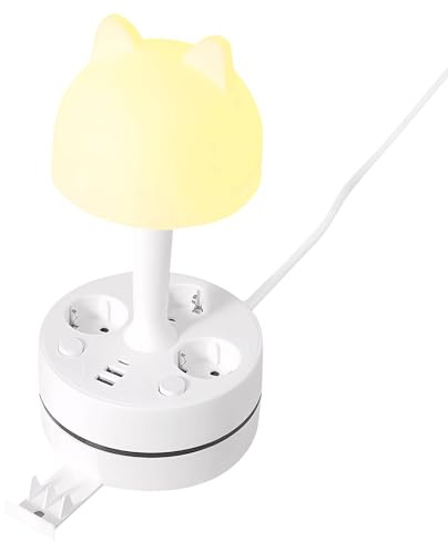 Mehrfachsteckdose, 10 A 2500W 3 Fach Steckdosenleiste Mit USB, Nachtlicht Mit Steckdose Mit DREI Farbtemperaturen Mehrere Schalter, Sicheres Steckdosenadapter Led Nachtlicht Für Home Office (C)