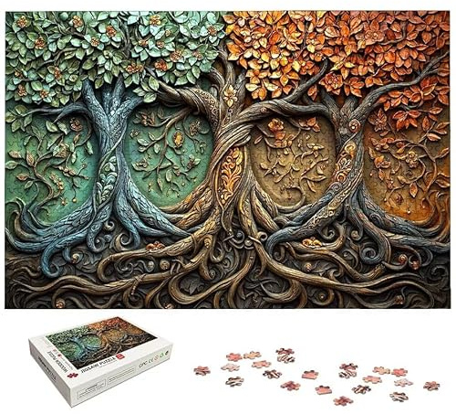 Puzzle 5000 Teile Baum des Lebens, Fantasy Puzzle 5000 Teile Erwachsene, Holzpuzzle Erwachsene mit Exquisiter Verpackungsbox, Klassische Puzzles für Die Ganze Familie, Holzpuzzle für Geschenke, -5410
