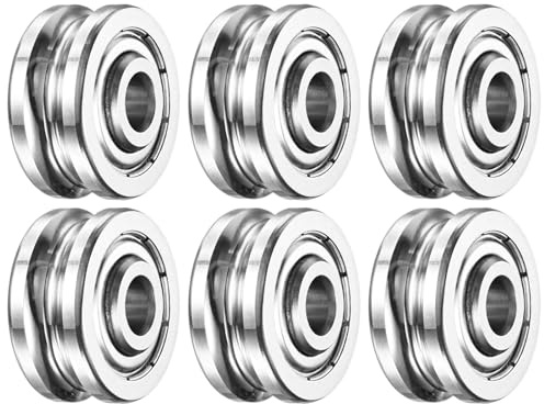 QUARKZMAN 6 Stück SG66ZZ-10 U-Groove Ball Bearing, 6mm x 22mm x 10mm Führungsrolle Kugellager Doppelt Abgeschirmt GCr15 Hochkarbon Chrom Lager für Linear Motion und Seilrolle (ABEC5)
