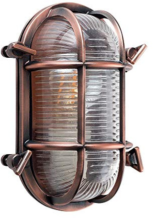 MiniSun | Modern Rustic Copper Effect Nautical Design Wall Light | Outdoor Wall Lights, Home Décor & Improvement Essential | Includes 4W LED Bulb [2700K Warm White] | Mains Wired