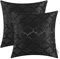 CaliTime Kissenbezüge Kissenhülle 2er-Pack Wurfkissenbezüge Schalen für Heim-Sofa-Couch Modern Glänzend & Matt Kontrast Quatrefoil Akzent Geometrisch 45cm x 45cm Schwarz