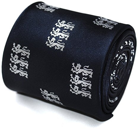 Frederick Thomas Navy Blue Men’s Tie with Three Lions Design, 147cm Length Necktie Ideal for Formal Events, Office Wear, Weddings and Dinner Parties, Classic 8cm Width