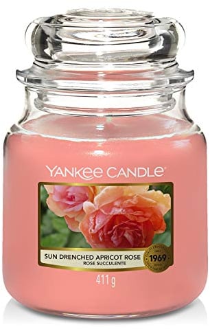 Yankee Candle Scented Candle | Sun-Drenched Apricot Rose Medium Jar Candle| Burn Time: Up to 75 Hours