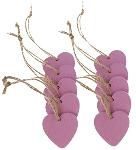 Sharplace 10er Anhänger Holz Scheiben Geschenkanhänger Namenskarte Etiketten Plaketten Verzierung Party Deko, lila