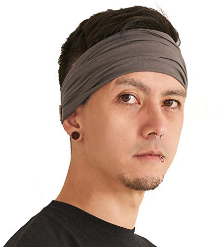 CHARM Stirnband Herren Bandana Damen - Kopftuch Herren Hair Band Men Headband Damen Piraten Haarband Männer Sport Anthrazit M
