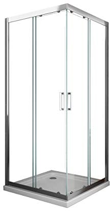 Box Doccia Quadrato Angolare Scorrevole Vetro 6 mm Easy-Clean H.190 Regolabile (77,5-80x77,5-80) (80x80)