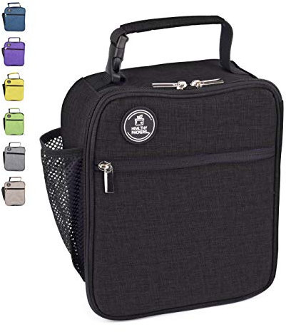 Healthy Packers Insulated Lunch Box for Adults and Kids - Professional Work Lunch Bag for Men and Women - Spacious and Heavy Duty School Lunchbox for Boys and Girls (Black)