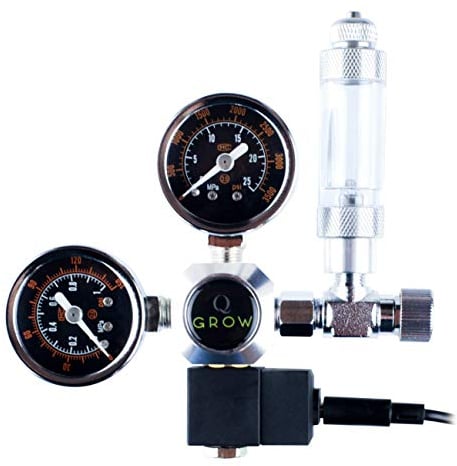 Q Grow Innovative Aqua Tools Réducteur de Pression CO2 avec Arrêt Nocturne, Régulateur de Pression pour Aquarium, Aquariophilie avec Compteur de Bulles d'air