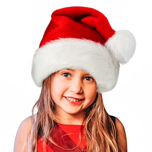 BOSONER Weihnachtsmütze Nikolausmütze Plüsche Weihnachtsmann Mütze: Rote Santa Mütze Warm Dicker Nikolaus Mütze - Weihnachtsmütze Erwachsene Weihnachtsmütze für Kinder - Familie Weihnachten