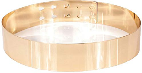 Ulalaza Frauen Vollmetall glatte Spiegelplatte Gürtel Kette Kleid dekoriert dünne goldene Silber Gürtel