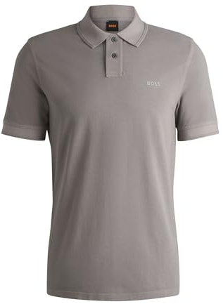 BOSS Herren Prime Poloshirt aus Baumwoll-Piqué mit Logo-Print Hellgrau M