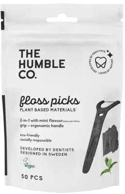 THE HUMBLE CO. Floss Picks Charcoal 50pcs