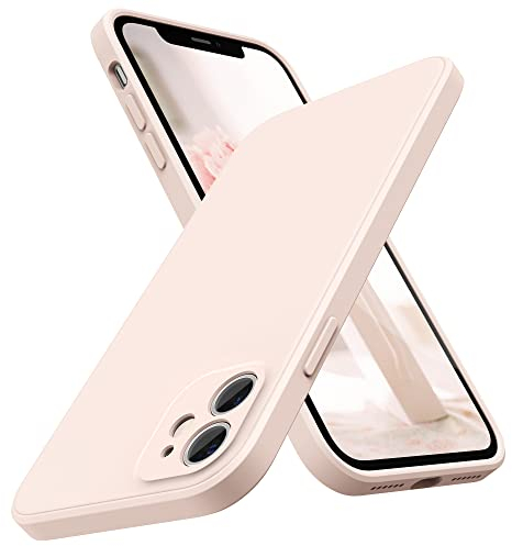 SURPHY Flat Silicone Case Compatible with iPhone 11 Case, Liquid Silicone Slim Fit Case (Individual Protection for Each Len) for iPhone 11 6.1, Light Pink