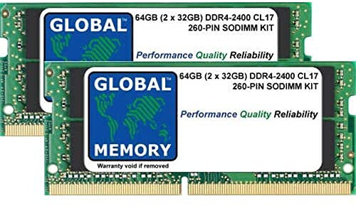 Kit di memoria RAM DDR4 2400 MHz PC4-19200 260-PIN SODIMM da 64 GB (2 x 32 GB) compatibile con computer portatili/notebook