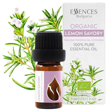 Essences Bulgaria BIO Zitronen-Bohnenkraut Ätherisches Öl 5ml | Satureja montana citriodora | Für Immunsystem, Vitalität, Gesundheit | Empfindliche und trockene Haut | Aromatherapie