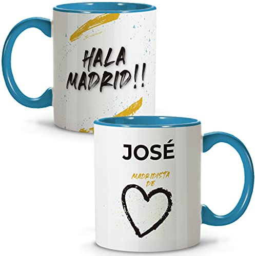 LolaPix Taza Madrid. Tazas Personalizadas con Nombre. Taza Desayuno fútbol. Taza de cerámica 330ml. Varios diseños.